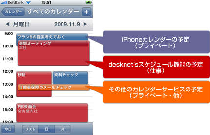 iPhoneカレンダー画面イメージ1